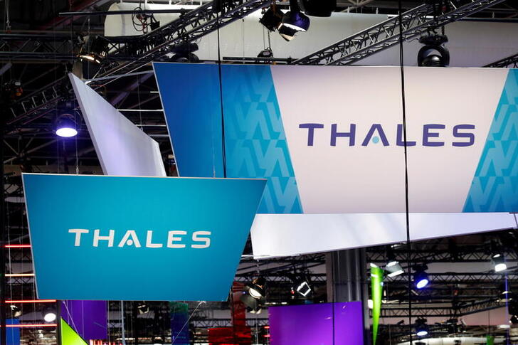 FILE PHOTO: The logo of Thales is seen at the high profile startups and high tech leaders gathering, Viva Tech,in Paris, France May 16, 2019. REUTERS/Charles Platiau/File Photo
