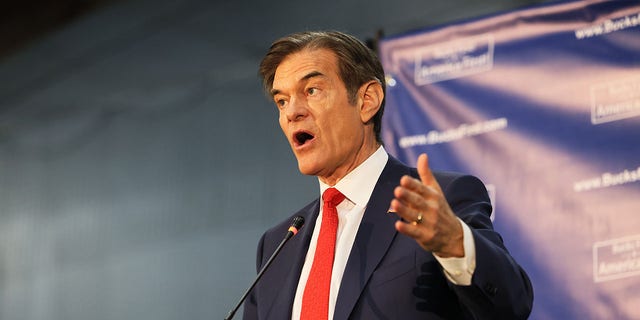 Pennsylvania U.S. Senate candidate Dr. Mehmet Oz speaks during a Republican leadership forum at Newtown Athletic Club on May 11, 2022 in Newtown, Pennsylvania. 