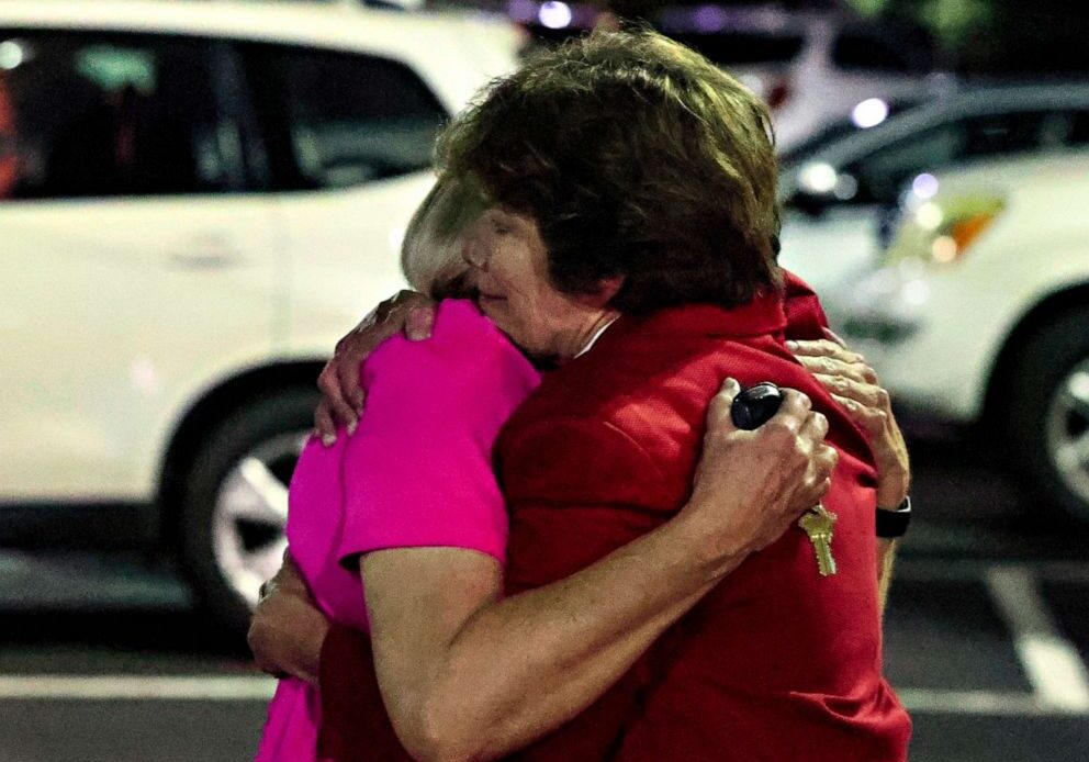 PHOTO: Church members console each other after a shooting at the Saint Stevens Episcopal Church on June 16, 2022 in Vestavia, Alabama.