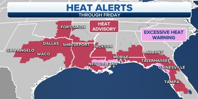 Heat alerts across the Southeast through Friday