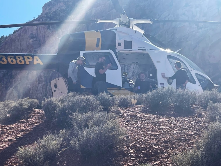 After Kristi Key called for help, a helicopter with park rangers rescued one of the hikers suffering gastrointestinal illness-like symptoms.