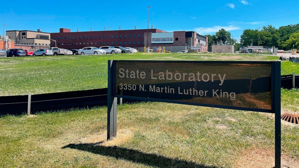 This July 2022 photo shows a lab in Lansing, Mich., where the state health department tests blood from newborns for more than 50 rare diseases. The state has agreed to destroy more than 3 million dried blood spots that are in storage. It's a partial