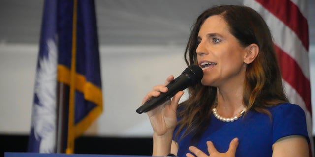 U.S. Rep. Nancy Mace of South Carolina speaks to supporters at her election night event after defeating former state Rep. Katie Arrington in the 1st District primary on Tuesday, June 14, 2022, in Mount Pleasant, S.C. Arrington had the backing of former President Donald Trump, who backed Mace during her 2020 run but soured on her following her criticism of him following the Capitol violence in 2021. (AP Photo/Meg Kinnard)
