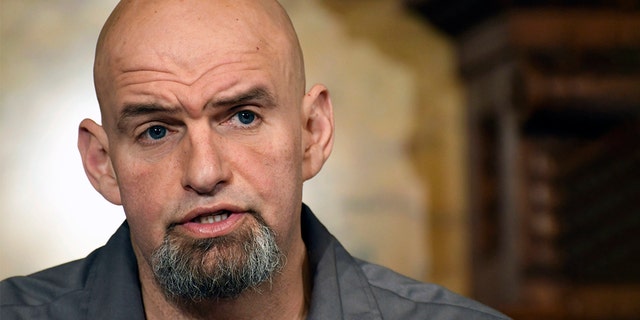 Pennsylvania Lt. Gov. John Fetterman speaks at a news conference in the governor's Capitol reception room in Harrisburg, Pa. on January 24, 2019.