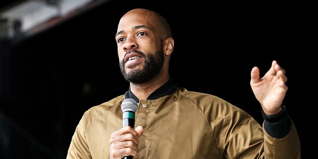 Wisconsin Lieutenant Governor Mandela Barnes speaks to the crowd during the 48th Annual Juneteenth Day Festival on June 19, 2019 in Milwaukee, Wisconsin.