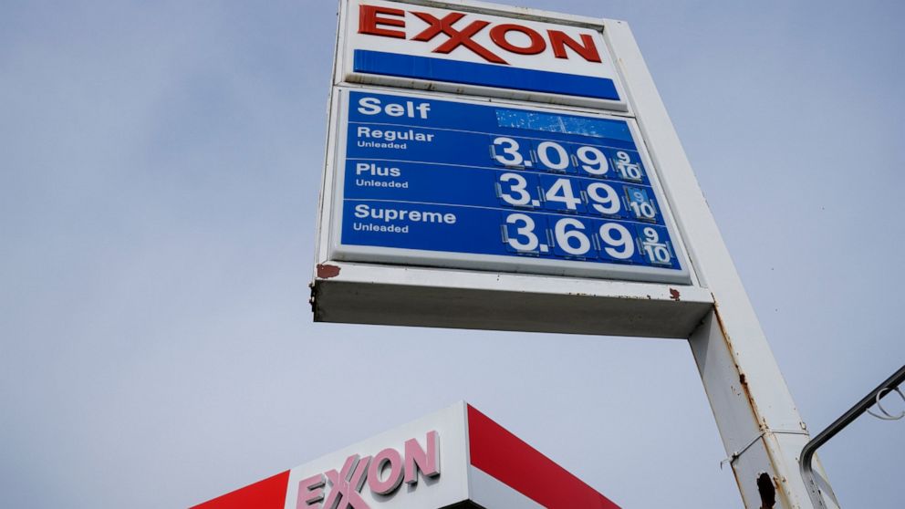 FILE - Shown is an Exxon service station sign in Philadelphia on April 28, 2021. Exxon Mobil Corp. on Friday, July 29, 2022, reported second-quarter profit of $17.85 billion. The Irving, Texas-based company said it had profit of $4.21 per share. Earn