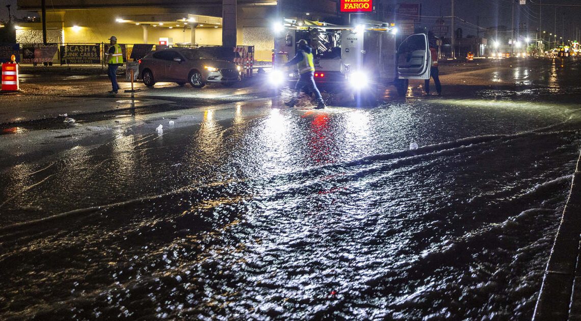 Intense thunderstorms drench Southwest, causing water to cascade from casino ceilings in Las Vegas