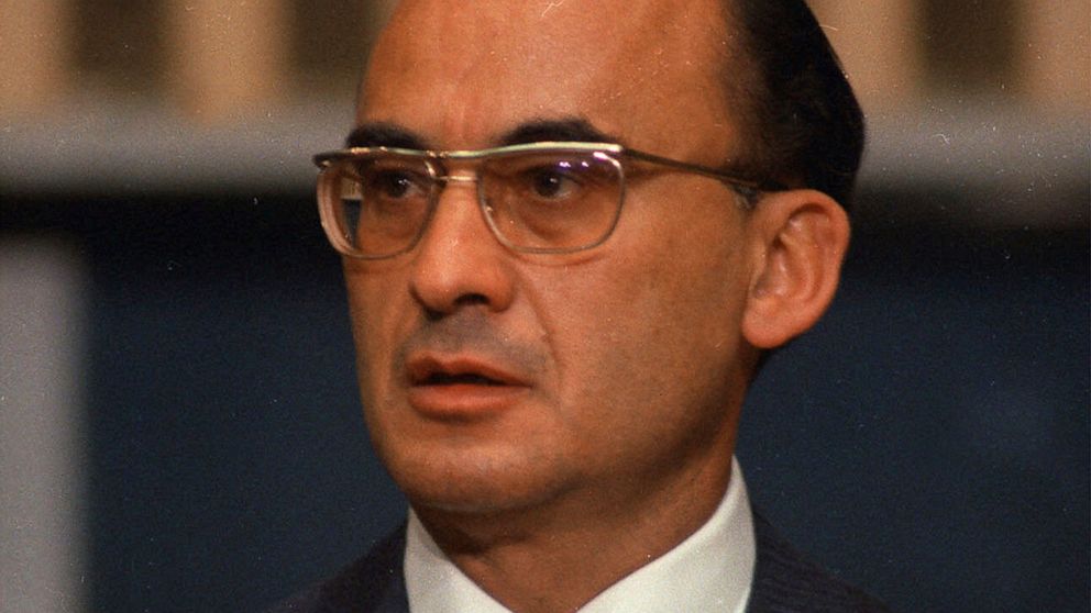 FILE - Mexico's President Luis Echeverria in Mexico City, October 1971. Current President Andres Manuel L0pez Obrador confirmed the death Saturday Echeverria, on Saturday, July 9, 2022. Echeverria, who governed from 1970 to 1976, was 100. (AP Photo/File)