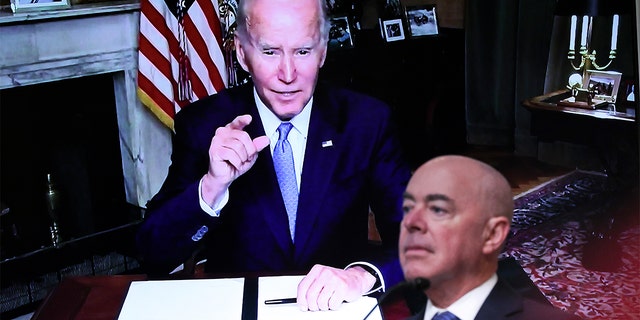 President Biden, appearing via teleconference, delivers remarks at a meeting of the Task Force on Reproductive Healthcare Access during an event at the White House complex Aug. 3, 2022.