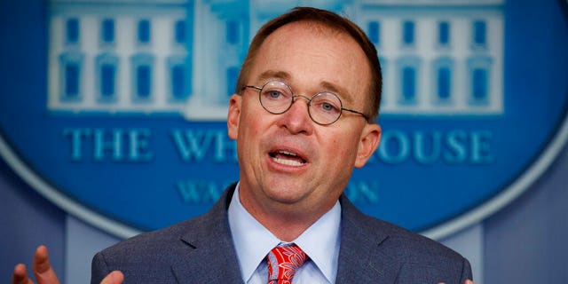 Acting chief of staff Mick Mulvaney speaks in the White House briefing room, Oct. 17, 2019.