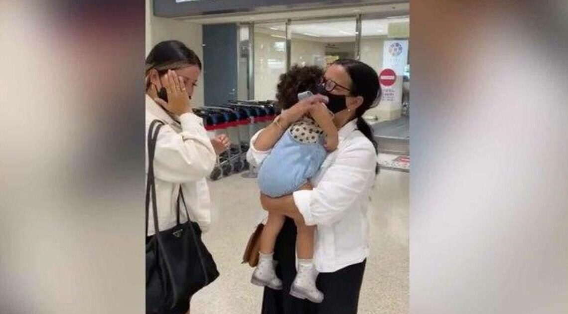Grandmother meets granddaughter for first time