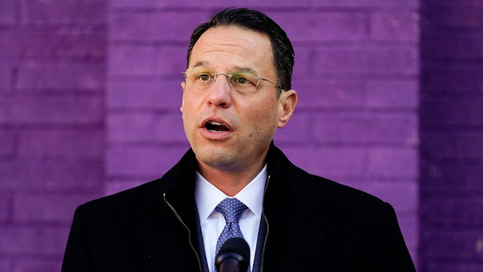 FILE - Pennsylvania Attorney General Josh Shapiro speaks during a news conference in Philadelphia, Dec. 14, 2021. As attorney general, Shapiro went to court repeatedly to defend Pennsylvania Gov. Tom Wolf's administration against legal challenges to