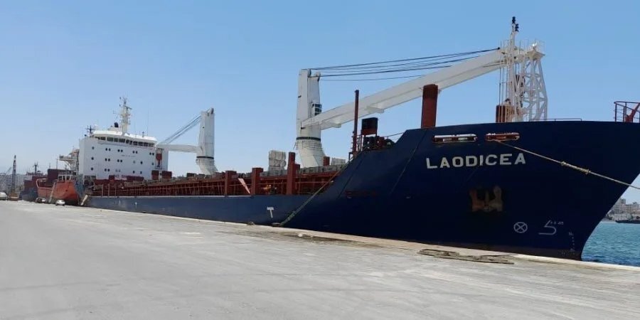 The flour and barley aboard the Syrian ship Laodicea, seized in the port of Tripoli, has been revealed to be Ukrainian (Photo:annahar.com)