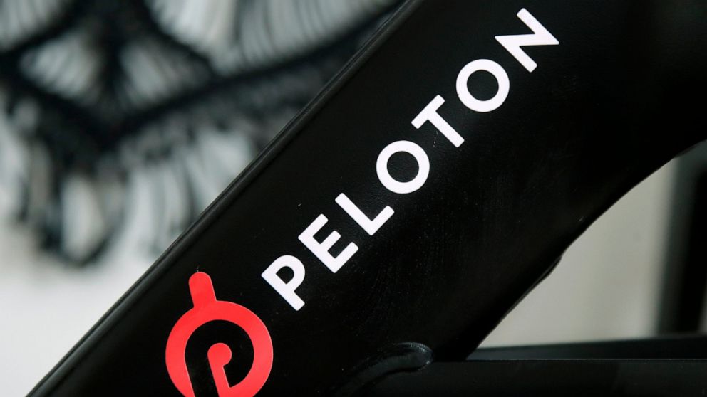 FILE - A Peloton logo is seen on the company's stationary bicycle on Nov. 19, 2019, in San Francisco. In a statement on Wednesday, Aug. 24, 2022, Peloton announced that their high-end exercise bikes and other gear will now be available for purchase o