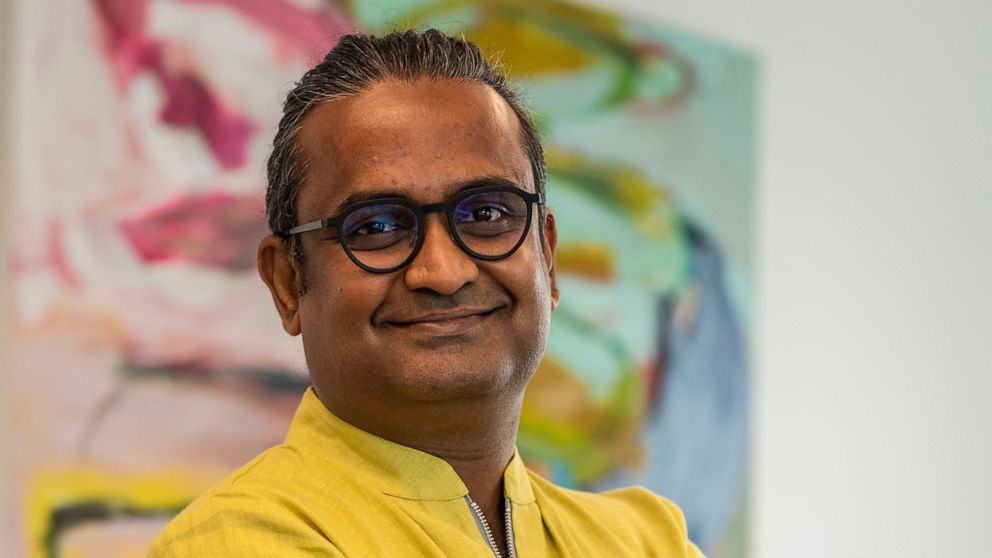 Shekar Natarajan, chief supply chain officer at retailer American Eagle Outfitters, poses for a portrait in the office of Berns Communications Group on Friday, Aug. 5, 2022, in New York. Since Natarajan joined American Eagle nearly four years ago, th