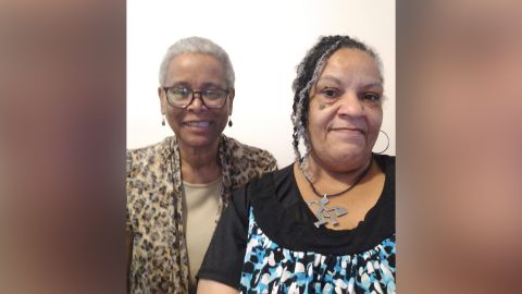 Ella Thomas (left) and Catherine Powell work at a community center in Cleveland that helps seniors apply for benefits.