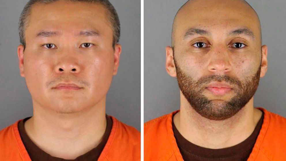 FILE - This combo of photos provided by the Hennepin County Sheriff's Office in Minnesota, show Tou Thao, left, and J. Alexander Kueng. Two of the four former Minneapolis police officers who were convicted of violating George Floyd’s civil rights dur