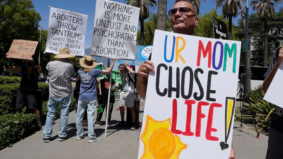 Phillip Mendoza joined other anti-abortion supporters at the California March for Life rally held at the Capitol in Sacramento, Calif., Wednesday, June 22, 2022. On Tuesday, Nov. 8, 2022, California voters will be asked to add the right to an abortio