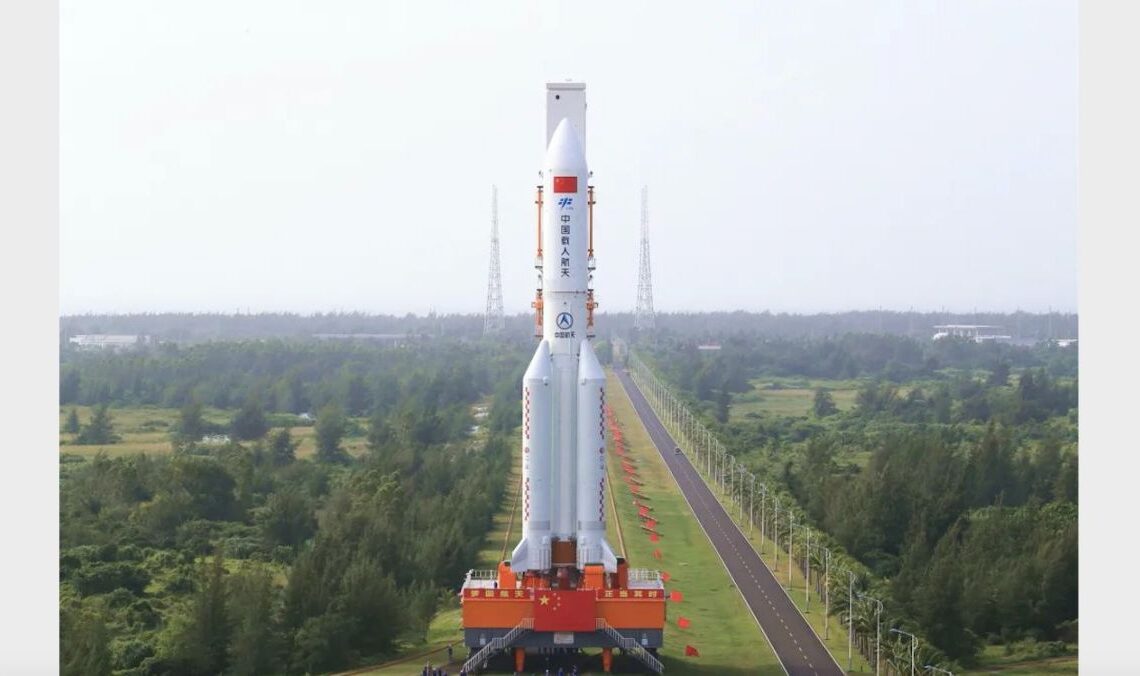 China rolls out rocket to launch final space station module