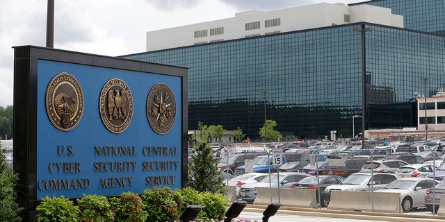 A sign representing the National Security Administration campus is seen in Fort Meade, Maryland, on June 6, 2013. 