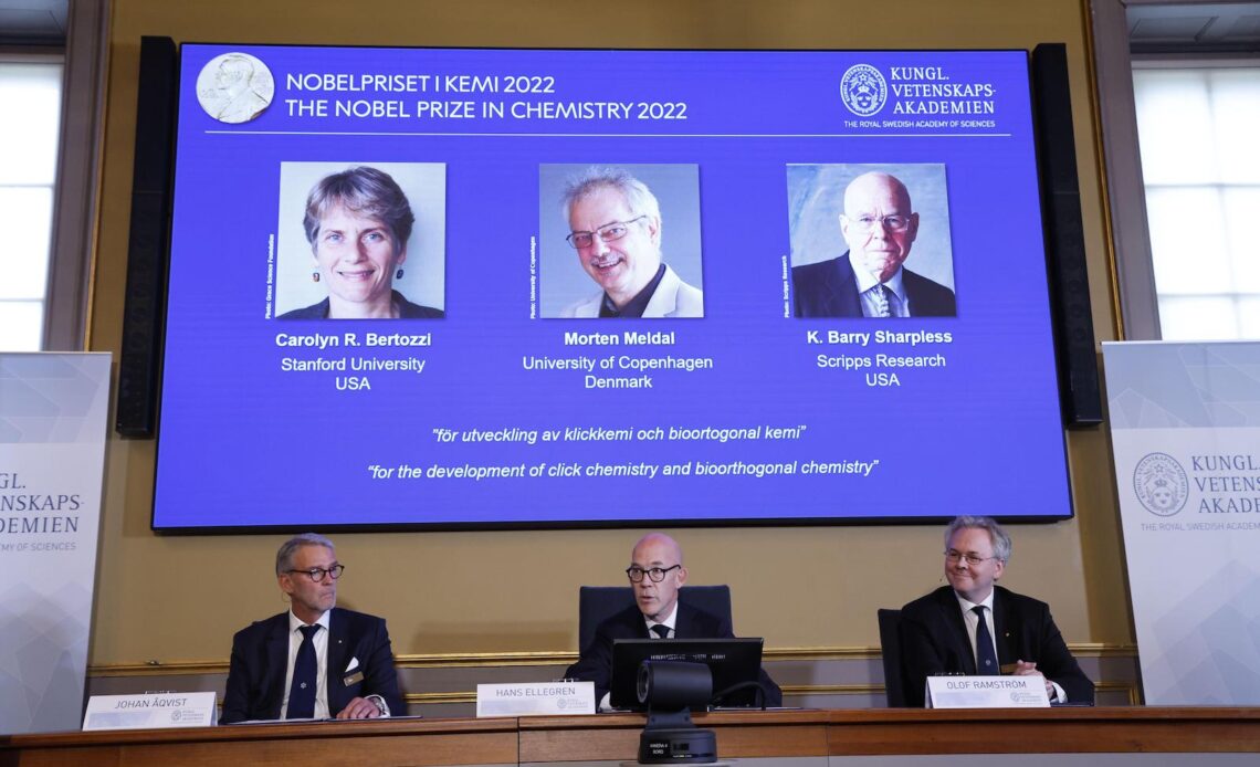 ‘Click' chemistry pioneers who engineered tiny chemical buckles awarded 2022 Nobel Prize