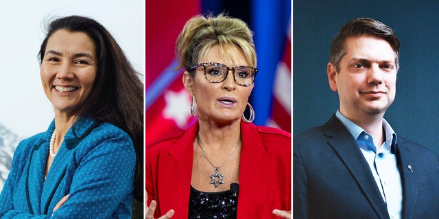 From left to right: Alaska GOP House candidate Nick Begich, Alaska GOP House candidate Sarah Palin, and Alaska Democrat House candidate Mary Peltola.