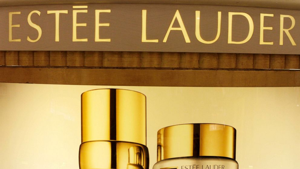 FILE - In this Nov. 2, 2011 file photo, Estee Lauder products are displayed at a department store in S. Portland, Maine. Estee Lauder’s fiscal first-quarter performance topped Wall Street’s view, Wednesday, Nov. 2, 2022, but the beauty products compa