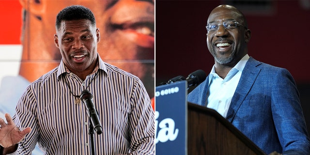 Republican candidate Herschel Walker, left, and Democratic Sen. Raphael Warnock, right.