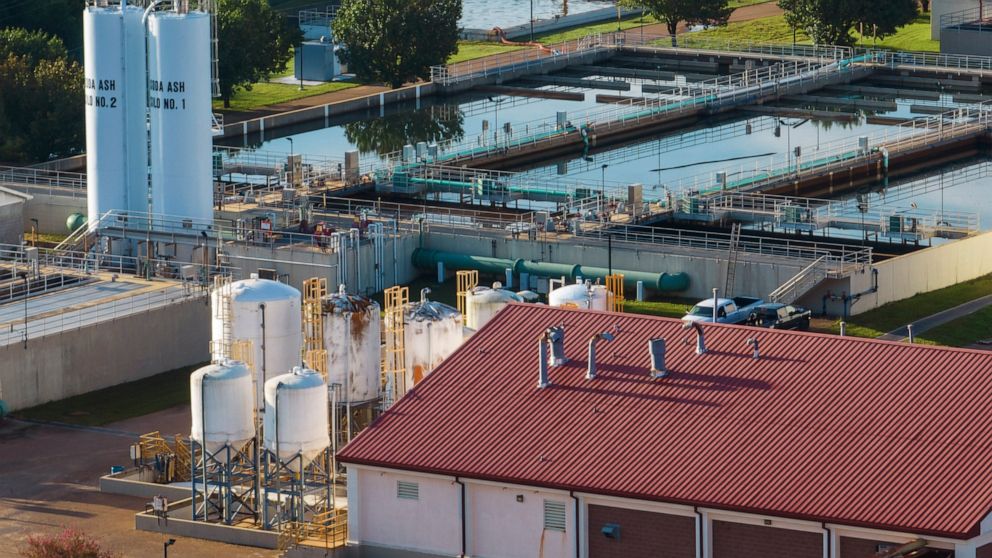 FILE - This is an aerial view of of the City of Jackson's O.B. Curtis Water Plant in Ridgeland, Miss., on Sept. 1, 2022. Local officials in Mississippi's capital city, where a late summer water crisis upended life for 150,00 people, approved an emerg