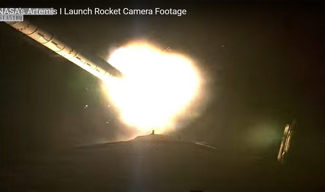 Watch fiery separation of NASA's moon rocket boosters