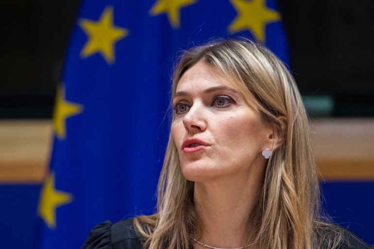 Greek politician and European Parliament vice-president Eva Kaili.