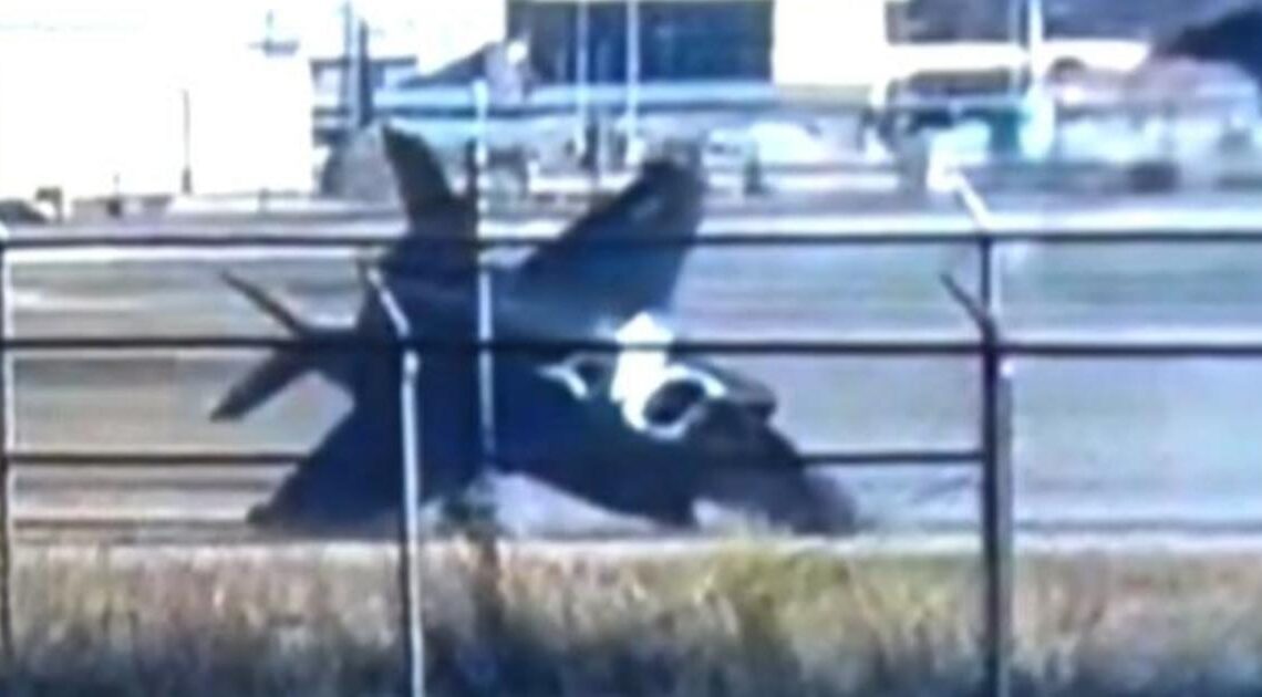 Watch the dramatic moment that a pilot escapes crash landing