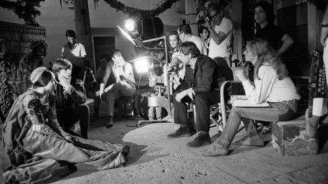 Franco Zeffirelli directs English actors Olivia Hussey and Leonard Whiting in 'Romeo and Juliet' in 1967. 