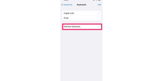 Follow these steps to add a new keyboard.