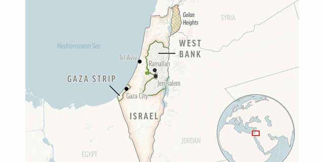 This is a locator map of Israel and the Palestinian Territories. Two Palestinians were killed in two separate incidents in the occupied West Bank.