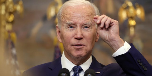 President Biden makes an announcement on additional military support for Ukraine in the Roosevelt Room of the White House in Washington, D.C., on Wednesday.