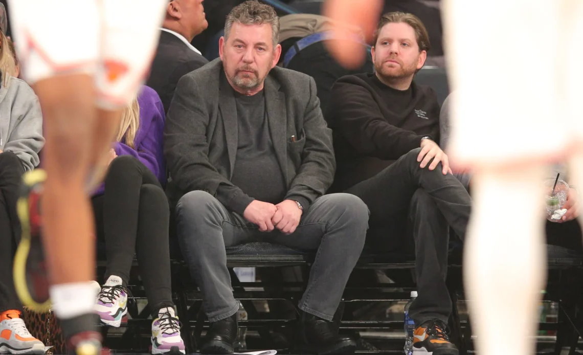 Feb 12, 2020; New York, New York, USA; New York Knicks executive chairman James Dolan watches the game during the first quarter against the Washington Wizards at Madison Square Garden. Mandatory Credit: Brad Penner-USA TODAY Sports