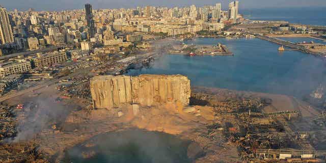 The scene of an explosion that hit the seaport of Beirut is shown, on Aug. 5, 2020. Lebanon’s top prosecutor on Jan. 25, 2023, ordered all suspects detained in the deadly 2020 port blast to be released.