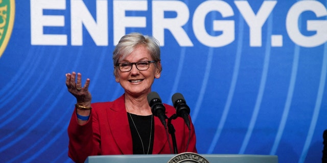 Secretary Jennifer Granholm hosts a Department of Energy news conference in Washington, D.C., Dec. 13, 2022. 