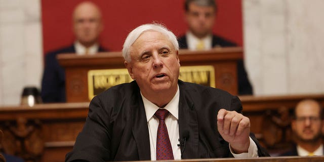 Gov. Jim Justice delivers an address at the state Capitol in Charleston, West Virginia, on Jan. 11, 2023.