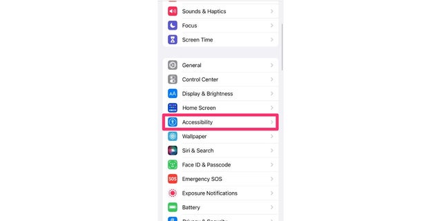 Accessibility in settings of the iPhone.
