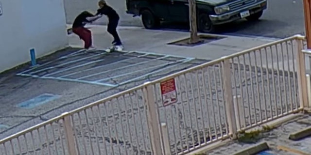 The suspect assaulting the victim and sprayed pepper spray in her face, according to authorities.