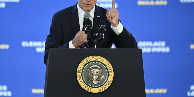 President Biden speaks about the progress of the administration's economic agenda at Belmont Water Treatment Center in Philadelphia, Pennsylvania, on February 3, 2023. 