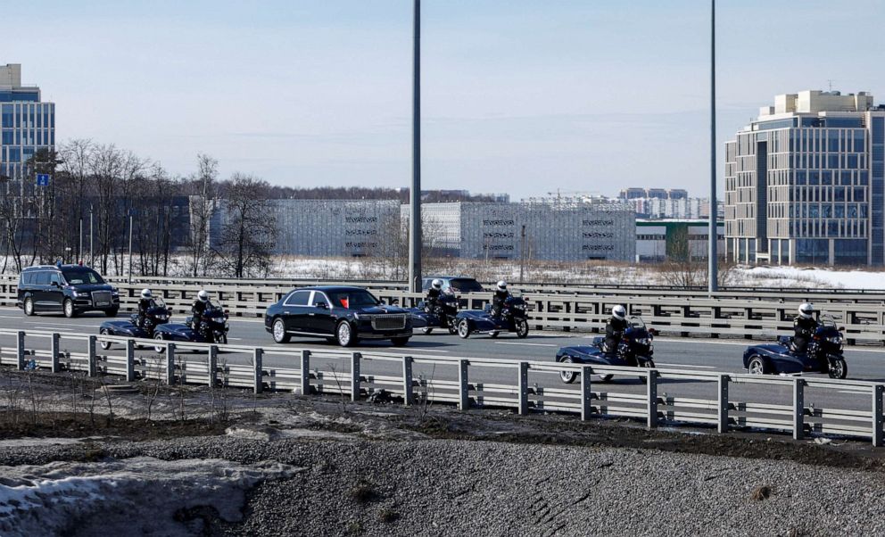 PHOTO: A view shows a motorcade transporting members of the Chinese delegation, including President Xi Jinping, upon their arrival in Moscow, Russia, March 20, 2023.