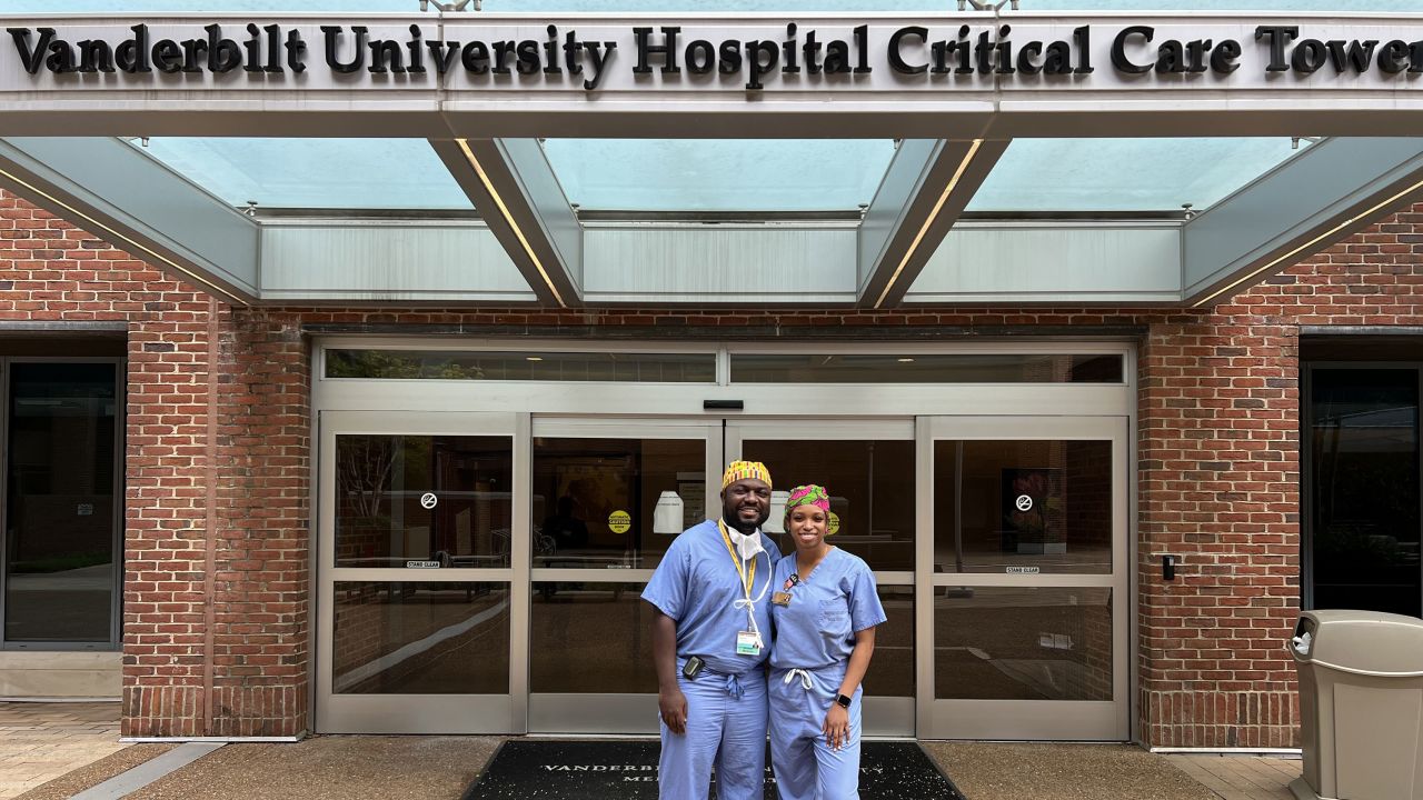 Tamia Potter outside Vanderbilt University Medical Center.