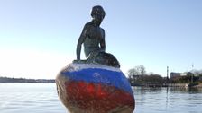 Little Mermaid Statue In Denmark Is Vandalized With Russian Flag