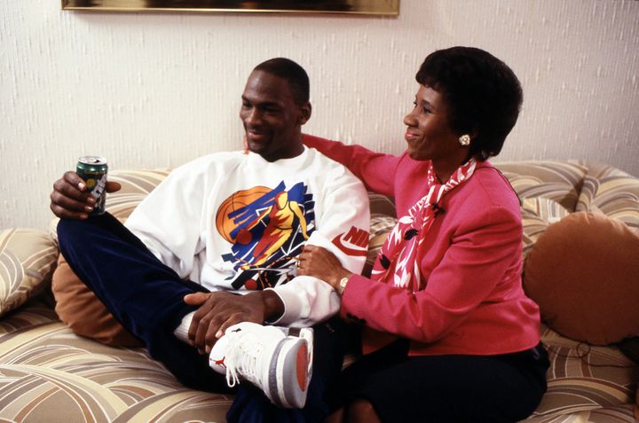 FILE – 1988: Michael Jordan sits alongside his mother Deloris Jordan for the ABC special "Superstars And Their Moms."