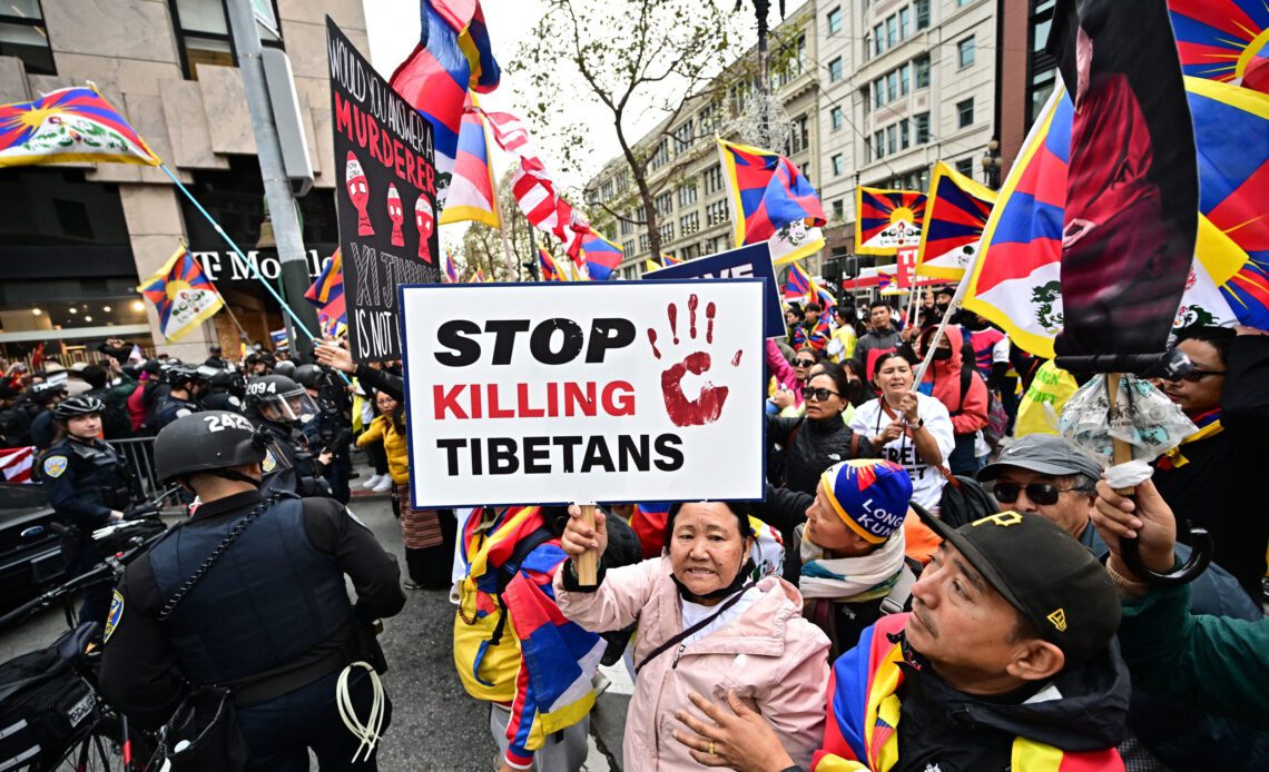 Demonstrators Protest President Xi Jinping of China
