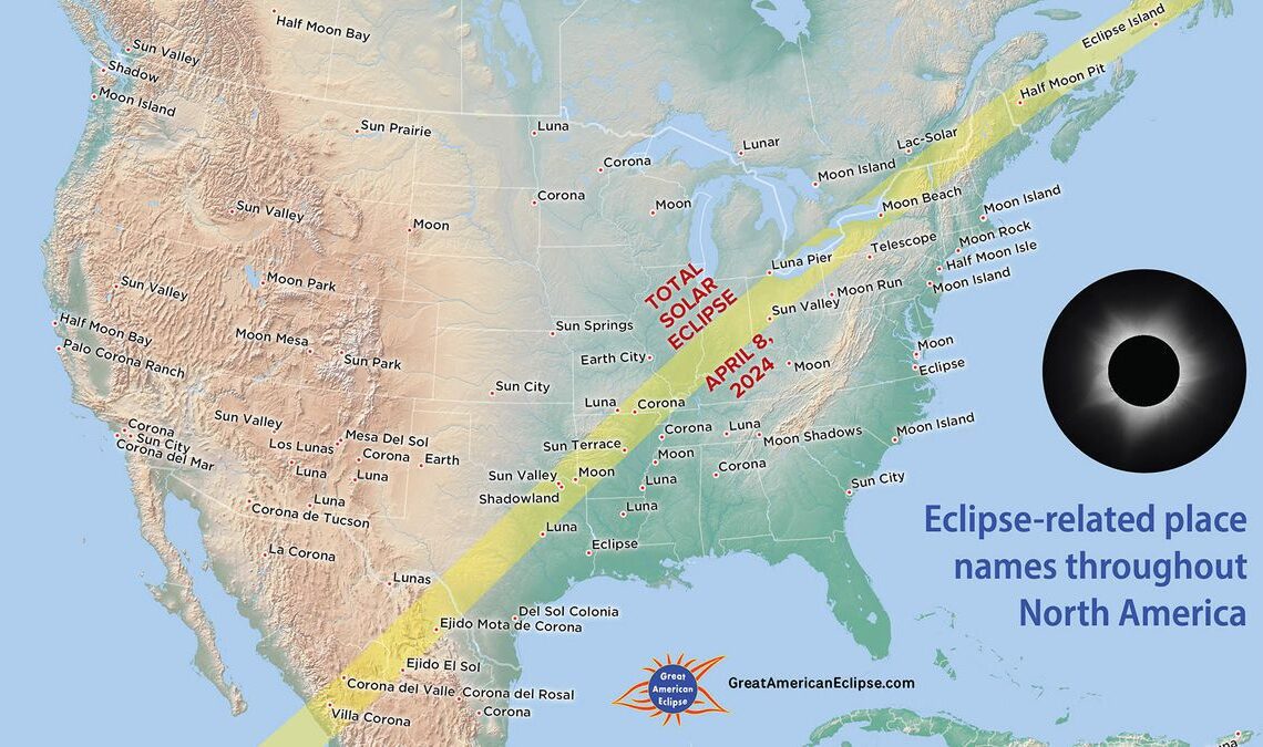 These eclipse-themed places will experience totality on April 8, 2024