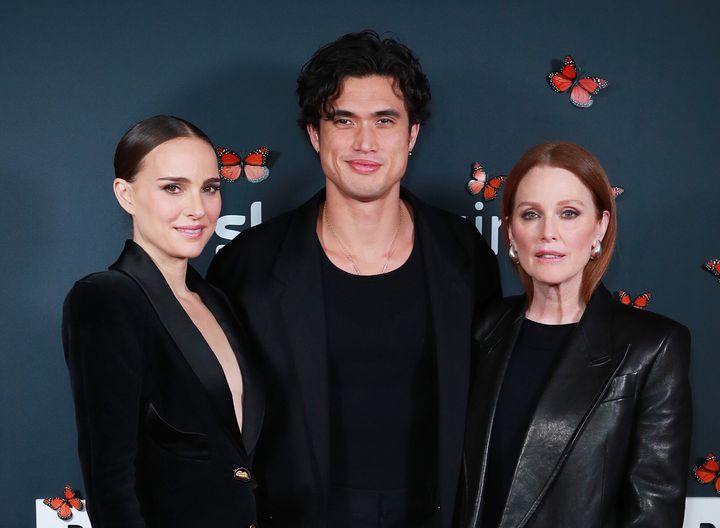 From left: "May December" actors Portman, Melton and Moore.